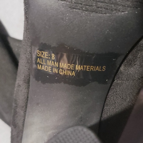 Black str suede knee high Fashion boots - Picture 3 of 6